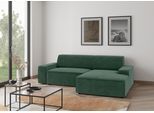 Ecksofa TRENDMANUFAKTUR "Graz, wahlweise mit Sitzvorschub und Bettkasten, L-Form, Breite 246 cm", grün (dunkelgrün), B:246cm H:73cm T:162cm, 92% Polyester, 8% Polyamid, Sofas, Ecksofa, in Cord-, haustierfreundlichem LEO Struktur- oder LUMOS-3D-Bezug