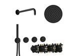Herzbach MODUL7 PUSH-Thermostat-Set P-RB250 70.702713.1.12 Wandarm Regenbrause 250mm Schwarz matt