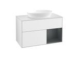 Villeroy und Boch Finion Waschtischunterschrank GA21HGGF 100cm, Abdeckplatte white matt, Emotion, Regale Midnight matt lacquer, Glossy white lacquer