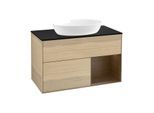 Villeroy und Boch Finion Waschtischunterschrank GA22GNPC 100cm, Abdeckplatte black matt, Emotion, Regale Walnut Veneer, Oak Veneer