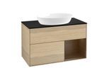 Villeroy und Boch Finion Waschtischunterschrank FA22GNPC 100cm, Abdeckplatte black matt, Regale Walnut Veneer, Oak Veneer