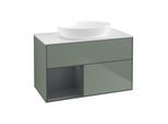 Villeroy und Boch Finion Waschtischunterschrank GA11HGGM 100cm, Abdeckplatte white matt, Emotion, Regale Midnight matt lacquer, Olive Matt Lacquer