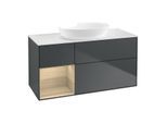 Villeroy und Boch Finion Waschtischunterschrank FA61PCHG 120cm, Abdeckplatte white matt, Regale Oak Veneer, Midnight Blue Matt Lacquer
