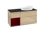 Villeroy und Boch Finion Waschtischunterschrank GA42HBPC 120cm, Abdeckplatte black matt, Emotion, Regale Peony matt lacquer, Oak Veneer