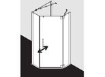 Kermi Pasa XP Fünfeck-Duschkabine Pendeltür PXR4509018VUK 90x90x185cm, silber hochglanz, ESG SR Opaco, rechts