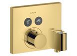 hansgrohe ShowerSelect Square Fertigmontageset 36712990 UP-Thermostat, 2 Verbraucher, eckig, mit Wandanschluss und Brausehalter, polished gold optic