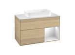 Villeroy und Boch Finion Waschtischunterschrank F661MTPC 100x60,3x50,1cm, Regal rechts White matt lacquer, Oak Veneer