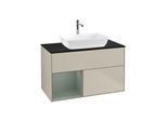 Villeroy und Boch Finion Waschtischunterschrank F772GMHH 100cm, Abdeckplatte black matt, Regale Olive matt lacquer, Sand Matt Lacquer