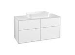 Villeroy und Boch Finion Waschtischunterschrank G67100GF 120x60,3x50,1cm, Glass White Matt, Glossy white lacquer