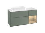 Villeroy und Boch Finion Waschtischunterschrank G691PCGM 120x60,3x50,1cm, Regal rechts Oak Veneer, Olive Matt Lacquer