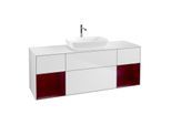 Villeroy und Boch Finion Waschtischunterschrank F861HBMT 160cm, Abdeckplatte white matt, Regale Peony matt lacquer, White matt lacquer