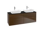 Villeroy und Boch Finion Waschtischunterschrank F84200GN 160x60,3cm, Abdeckplatte black matt, Walnut veneer