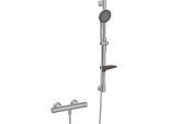 Hansa HANSAPRISMA Duschsystem 4813042180 mit Thermostat, Wandmontage, 770mm, Stahl gebürstet