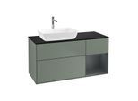 Villeroy und Boch Finion Waschtischunterschrank F812HGGM 120cm, Abdeckplatte black matt, Regale Midnight matt lacquer, Olive Matt Lacquer
