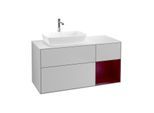 Villeroy und Boch Finion Waschtischunterschrank F811HBGJ 120cm, Abdeckplatte white matt, Regale Peony matt lacquer, Light grey matt