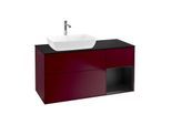 Villeroy und Boch Finion Waschtischunterschrank F812PDHB 120cm, Abdeckplatte black matt, Regale Black matt lacquer, Peony Matt