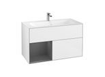 Villeroy und Boch Finion Waschtischunterschrank G030GKGF 99,6x59,1cm, Wandbeleuchtung, Regal links Anthracite matt, Glossy white lacquer