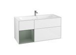 Villeroy und Boch Finion Waschtischunterschrank F060GMGF 119,6x59,1cm, Regal links Olive Matt Lacquer, Glossy white lacquer