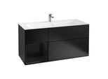 Villeroy und Boch Finion Waschtischunterschrank G060PHPD 119,6x59,1cm, Emotion, Regal links Glossy Black Lacquer, Black matt lacquer