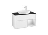 Villeroy und Boch Finion Waschtischunterschrank G902MTGF 100cm, Abdeckplatte black matt, Emotion, Regale White matt lacquer, Glossy white lacquer