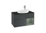 Villeroy und Boch Finion Waschtischunterschrank G902GMHG 100cm, Abdeckplatte black matt, Emotion, Regale Olive matt lacquer, Midnight Blue Matt Lacquer