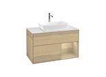 Villeroy und Boch Finion Waschtischunterschrank G781PCPC 100cm, Abdeckplatte white matt, Emotion, Regale Oak Veneer, Oak Veneer