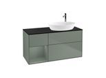 Villeroy und Boch Finion Waschtischunterschrank F922GMGM 120cm, Abdeckplatte black matt, Regale Olive matt lacquer, Olive Matt Lacquer