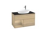 Villeroy und Boch Finion Waschtischunterschrank G892PCPC 100cm, Abdeckplatte black matt, Emotion, Regale Oak Veneer, Oak Veneer