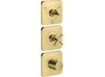 hansgrohe Fertigmontageset 36704950 UP-Thermostatmodul 380/120, mit Rosetten, brushed brass