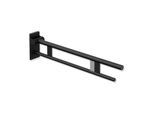 Hewi System 900 Stützklappgriff 900.50.12460DC Ausladung 850 mm, Edelstahl pulverbeschichtet schwarz tiefmatt, rechts, Funk-Spülauslösung