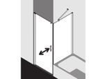 Kermi Pega Pendelt. 1-fl., bodenfr. mit Festfeldern PE1KL09020VPK 90x200cm, silber hochglanz, ESG klar Clean, links, auf Duschwanne