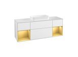 Villeroy und Boch Finion Waschtischunterschrank G331HFGF 160cm, Abdeckplatte white matt, Emotion, Regale Gold matt lacquer, Glossy white lacquer
