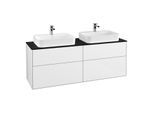 Villeroy und Boch Finion Waschtischunterschrank G43200GF 160x60,3cm, Emotion, Abdeckplatte black matt, Glossy white lacquer