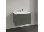 Villeroy und Boch Antao Waschtisch-Unterschrank K04100HL 78,8x50,4x49,6cm, mit Frontstruktur, leaf green matt lacquer