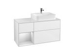 Villeroy und Boch Finion Waschtischunterschrank G141MTGF 120cm, Abdeckplatte white matt, Emotion, Regal links White matt lacquer, Glossy white lacquer