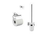 Emco Polo WC-Set 079800100 chrom, Papierhalter mit Deckel, Bürstengarnitur und Haken