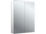 Emco flat 2 Classic Aufputz-Lichtspiegelschrank 979706502 600x729mm, LED-Aufsatzleuchte, 2-türig, Aluminium