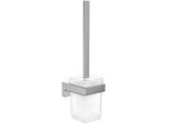 Emco Cue Toilettenbürstengarnitur 321500100 chrom, Wandmodell, Kristallglas satiniert, Bürstengriff
