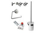 Emco WC-Set 439800100 chrom, Papierhalter, Bürstengarnitur, Haken und Klebe-Set
