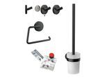 Emco WC-Set 439813300 schwarz, Papierhalter, Bürstengarnitur, Haken und Klebe-Set