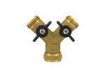 AquaCraft 2-Wege-Verteilerstück 1001000146 2-Kugelhähne 1" AG x 3/4" IG, messing