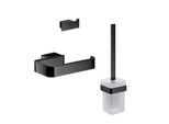 Emco Loft WC-Set 059813300 schwarz, Papierhalter ohne Deckel, Bürstengarnitur und Doppelhaken