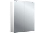 Emco pure 2 Classic Aufputz-Lichtspiegelschrank 979705502 600x729mm, mit LED-Aufsatzleuchte, 2-türig, Aluminium