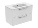 Ideal Standard Eurovit Plus Waschtisch Möbelpaket K2978WG mit Unterschrank Weiß Hochglanz, 81,5x56,5x45cm