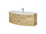 Pelipal Serie 7045 Waschtisch-Set SET-167-077 Halifax Eiche Synchronpore, Griffe chrom, 130 cm