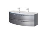 Pelipal Serie 7045 Doppelwaschtisch-Set SET-167-111 Stahl Grau Metallic / Stahl Grau, Griffe chrom, 130 cm