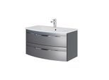 Pelipal Serie 7045 Waschtisch-Set SET-167-047 Stahl Grau Metallic / Stahl Grau, Griffe chrom, 91 cm