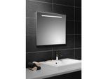 LED-Leuchtspiegel 60x60cm 1 Streifen oben satiniert, Schalter seitl.