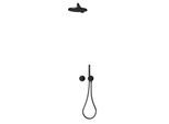 Keuco IXMO Dusch-Set 7 59653370701 rund, Thermostatmischer m. Brausehalter u. Kopfbrause, schwarz matt