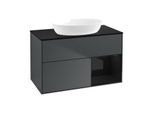 Villeroy und Boch Finion Waschtischunterschrank FA22PHHG 100cm, Abdeckplatte black matt, Regale Glossy black lacquer, Midnight Blue Matt Lacquer